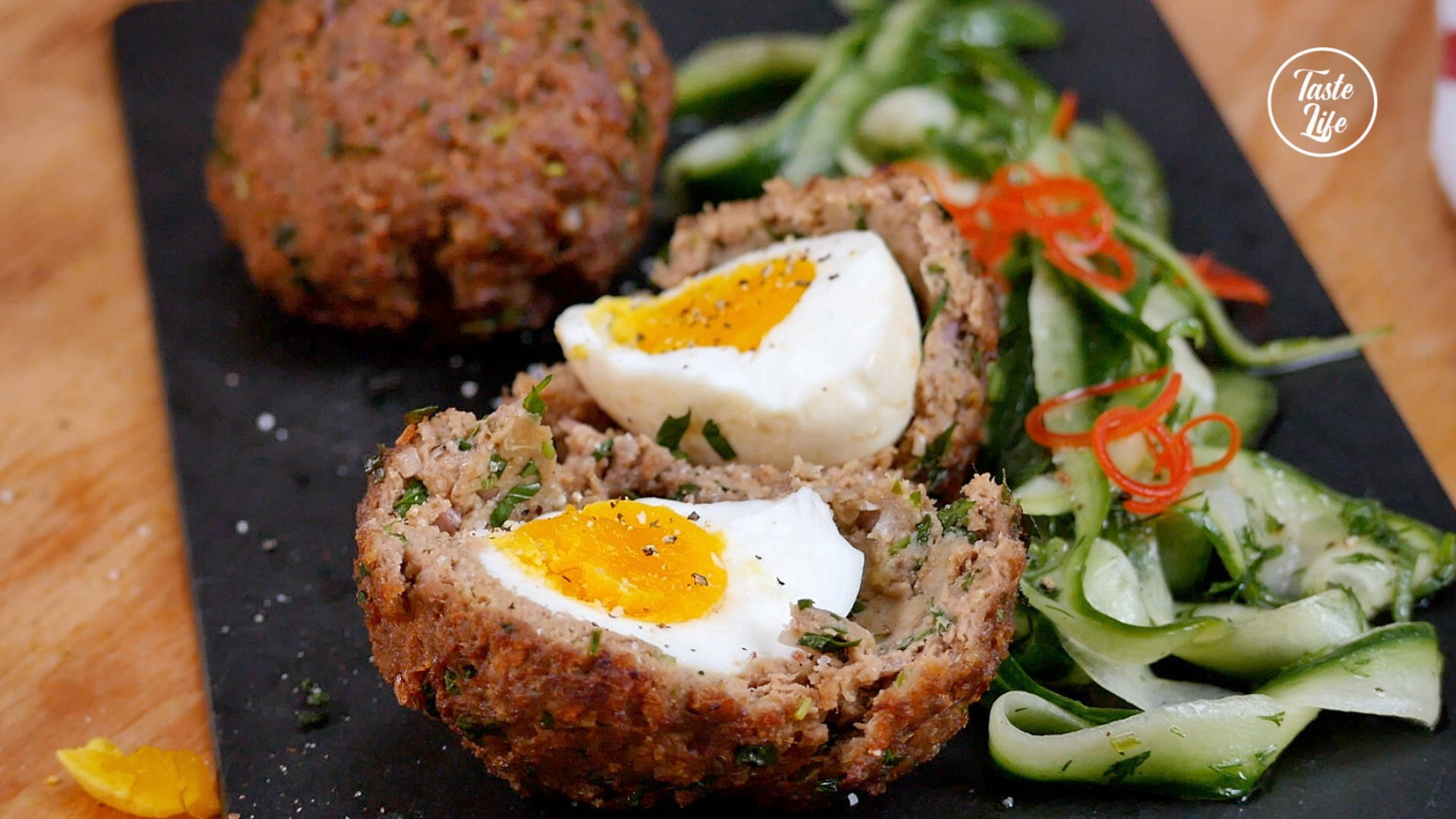 Scotch Eggs With Pickled Peeled Zucchinis Wallpaper