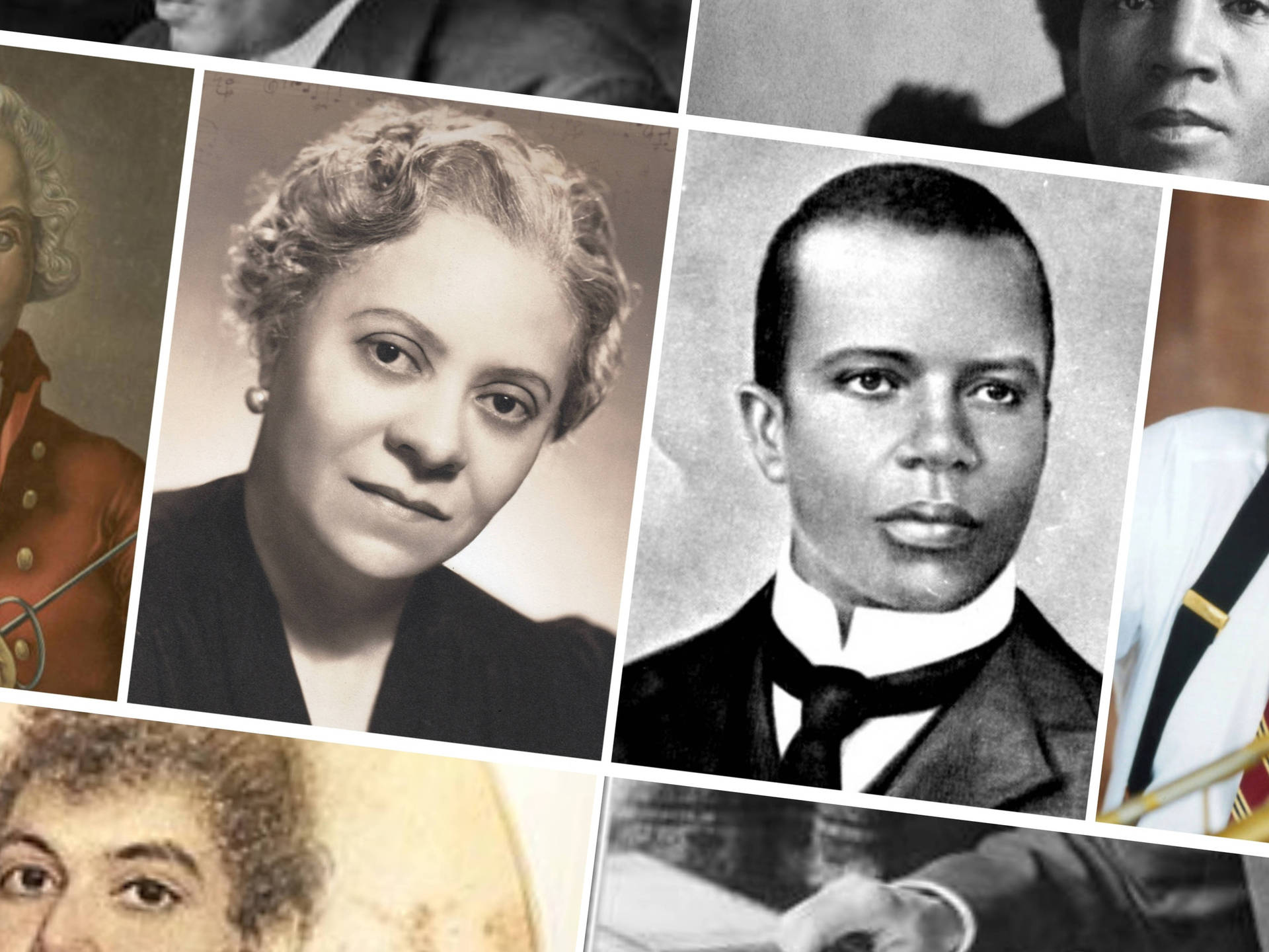 Scott Joplin And Other Famous Composers Collage Wallpaper