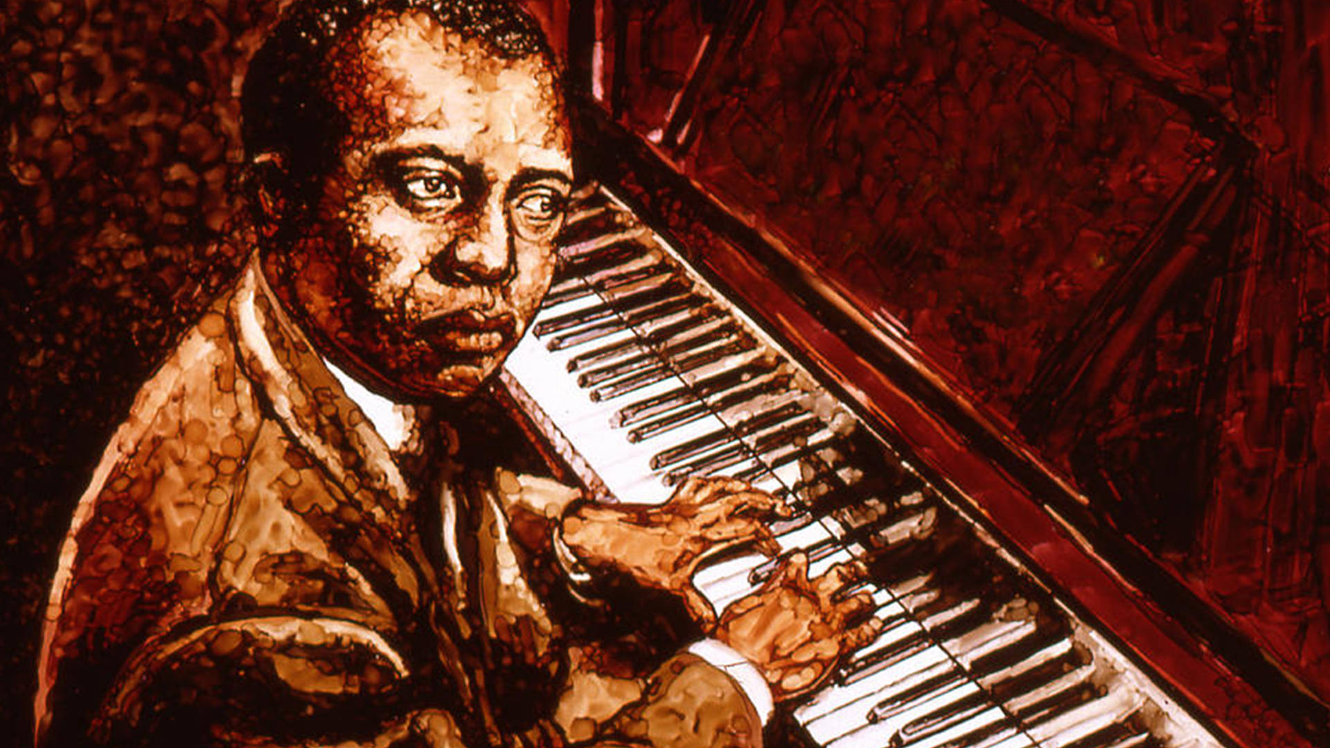 Scott Joplin Playing Piano Brown Art Wallpaper