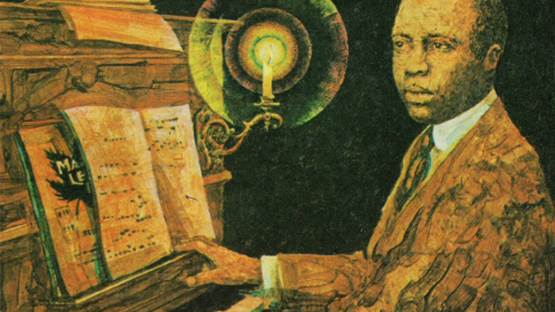 Scott Joplin Playing Piano Painting Wallpaper