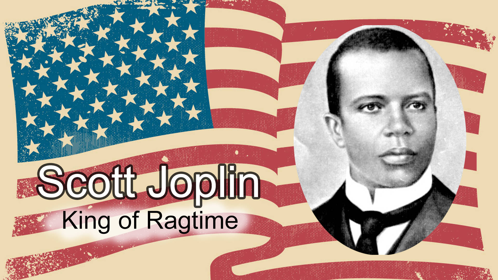 Scott Joplin Portrait Against American Flag Background