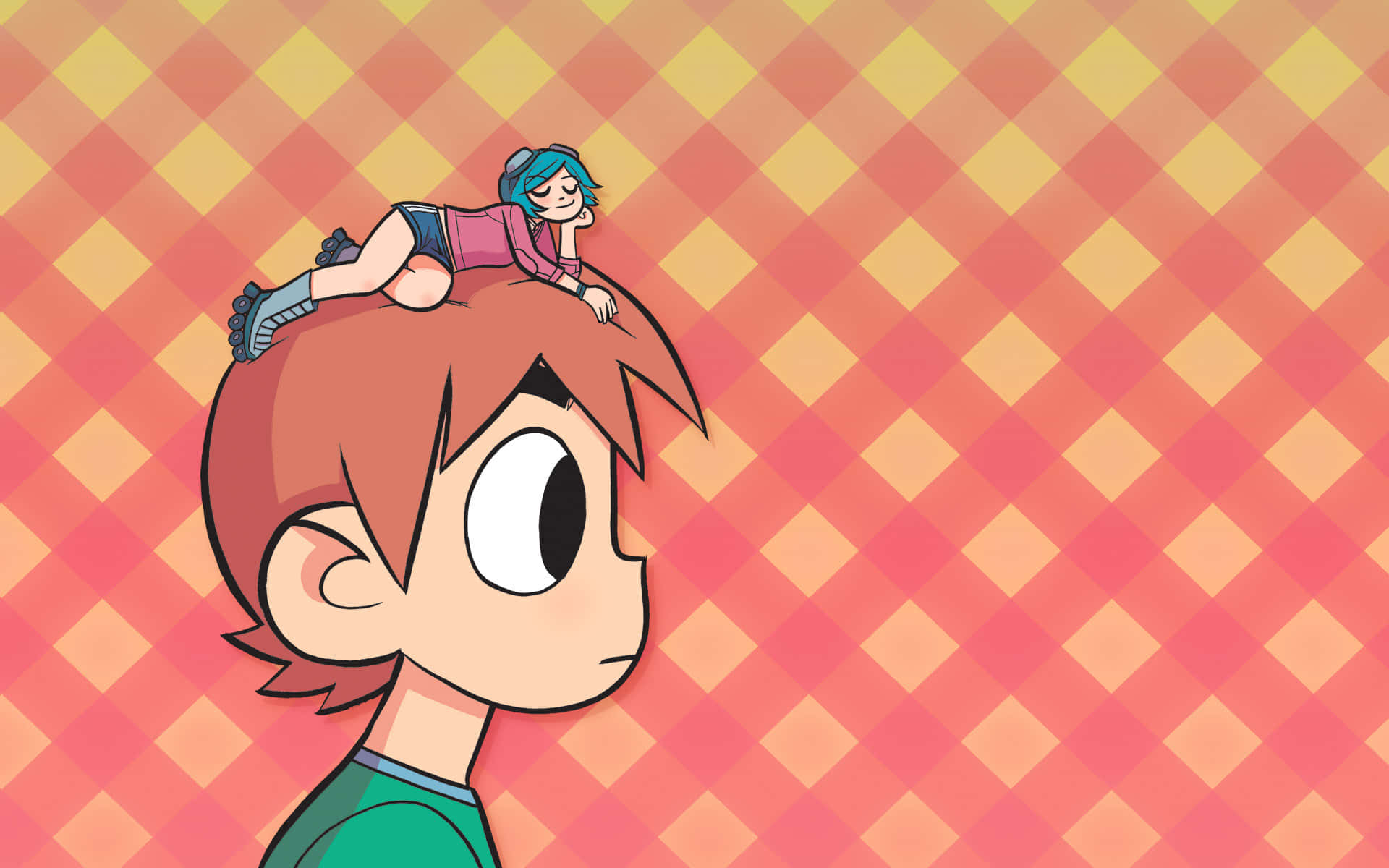 Download Scott Pilgrimand Ramona Flowers Cartoon | Wallpapers.com