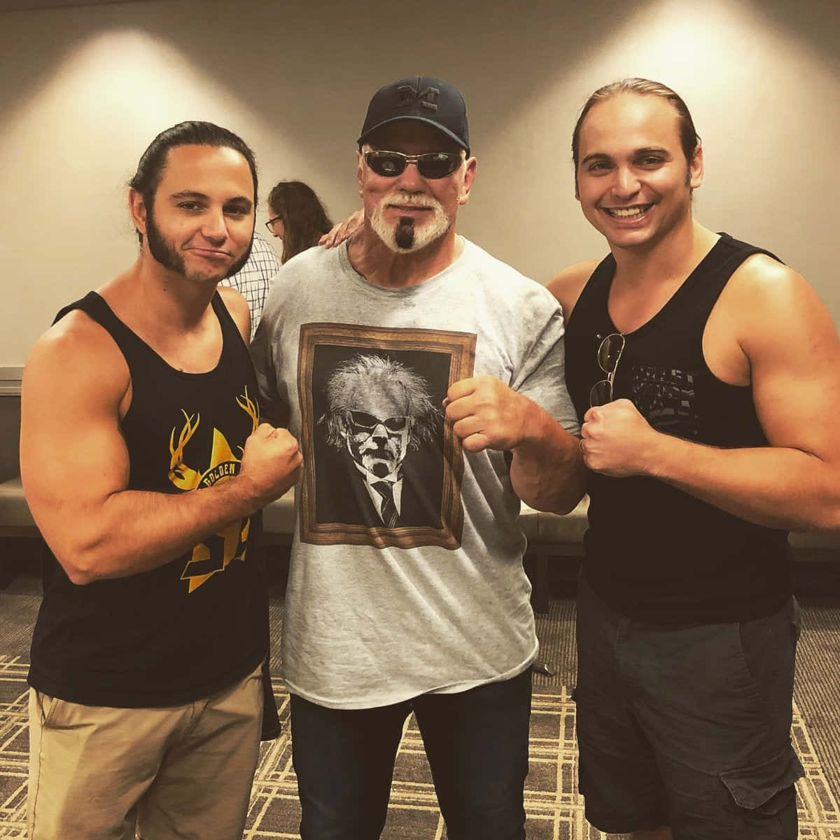 Wrestling Legends Meet: Scott Steiner Posing with The Jackson Brothers Wallpaper