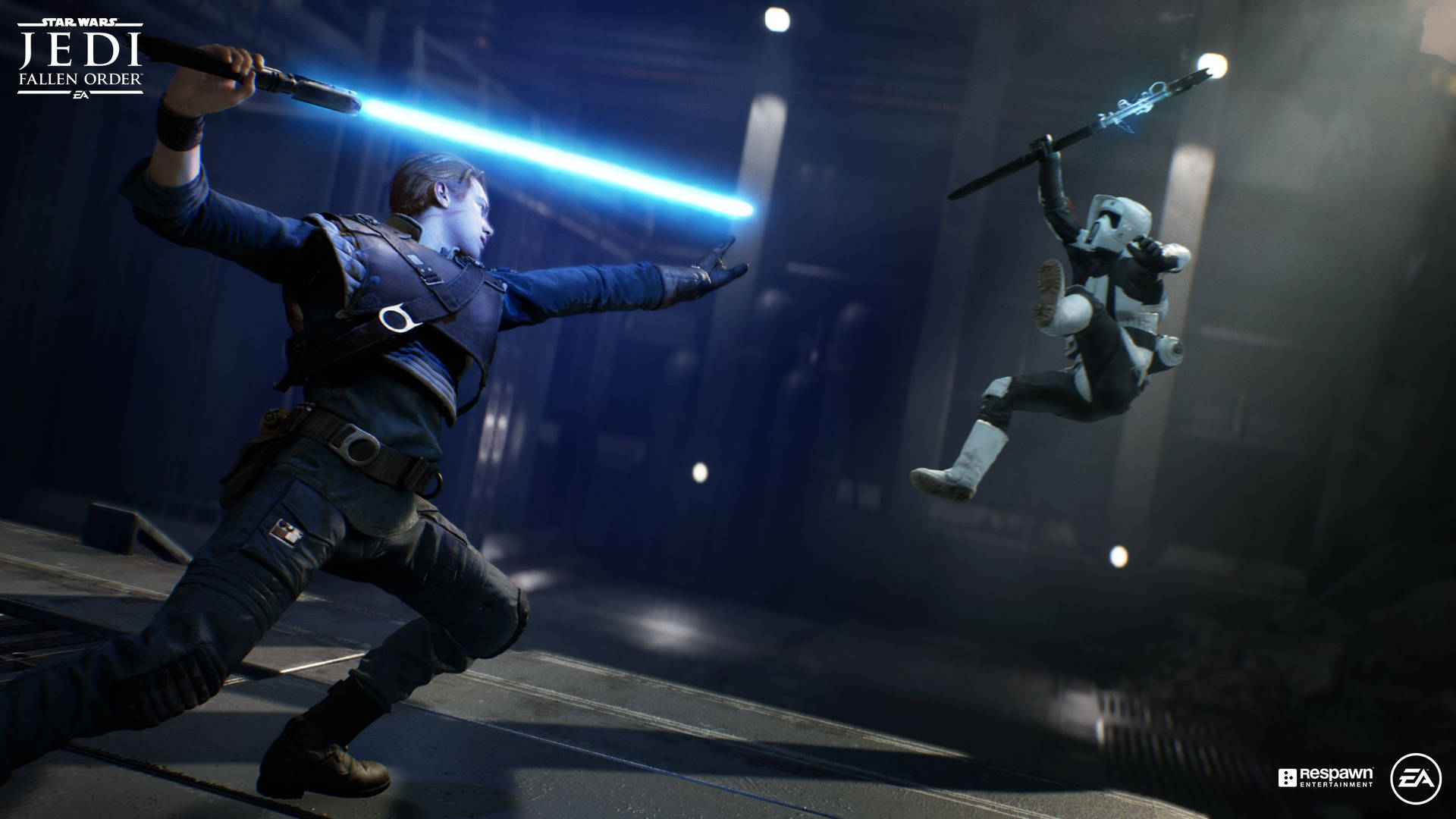 Ready for Action: Scout Trooper from Star Wars Jedi Fallen Order Wallpaper