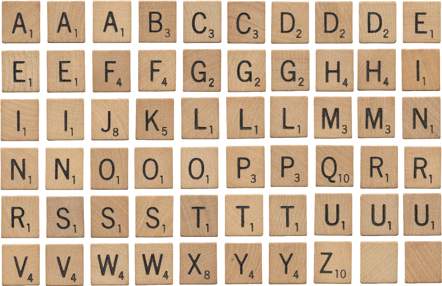 Scrabble Letters Array PNG