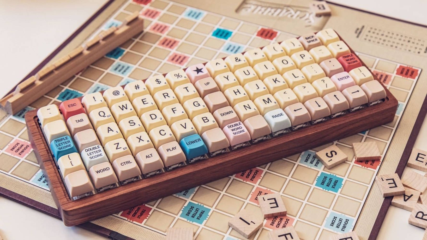 Scrabble mekanisk tastatur æstetik Wallpaper