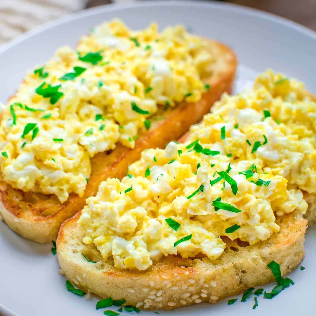 Scrambled Eggs On Toast With Chives