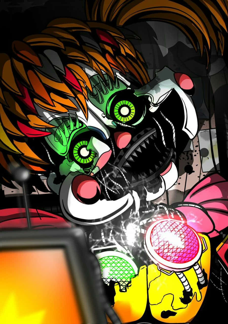 A Striking Image of Scrap Baby in the World of Five Nights at Freddy's Wallpaper