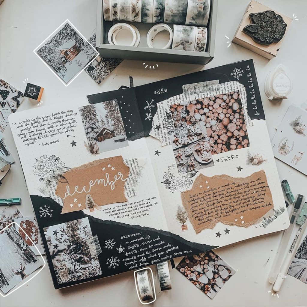 A Journal With Photos And Stickers On It
