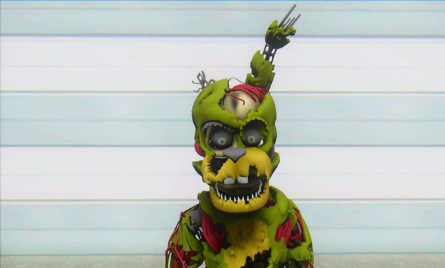 Scraptrap Springtrap Character from Five Nights at Freddy's (FNaF) on Dark Background Wallpaper