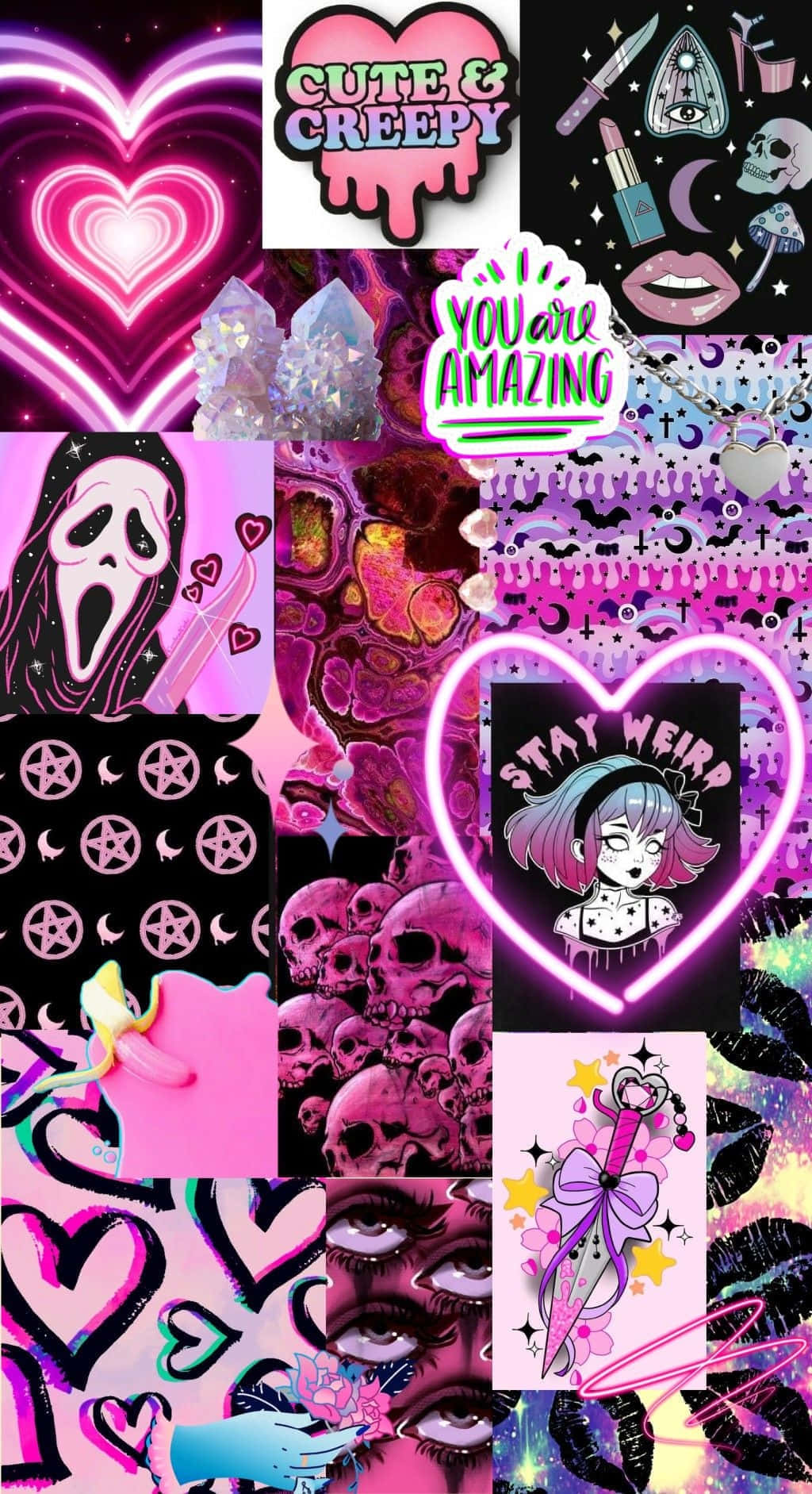 Scream Aesthetic Collage Pink Black Wallpaper