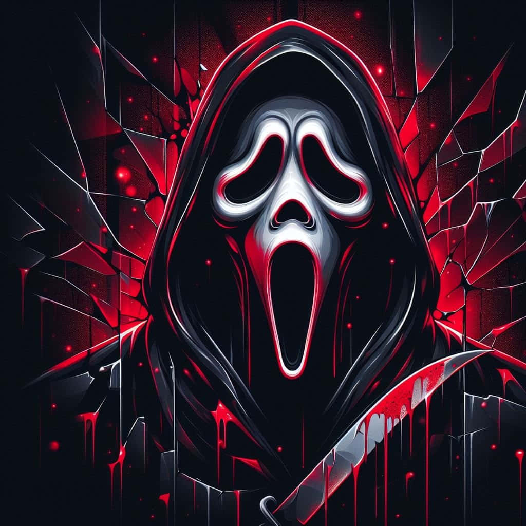 Scream Mask Red Black Aesthetic Wallpaper