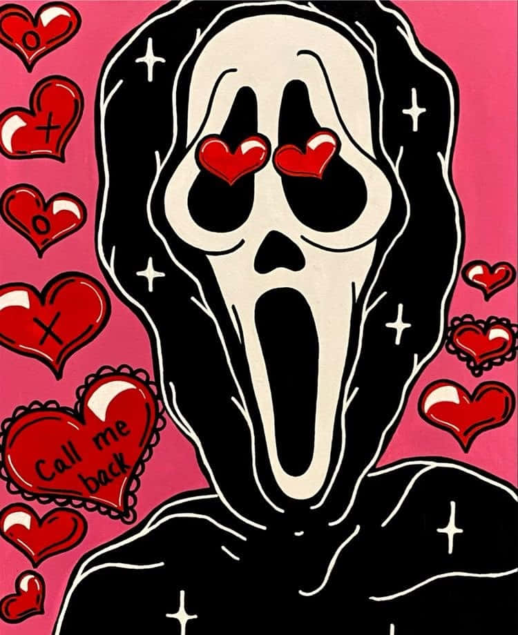 Scream Movie Cute Ghostface With Hearts Wallpaper