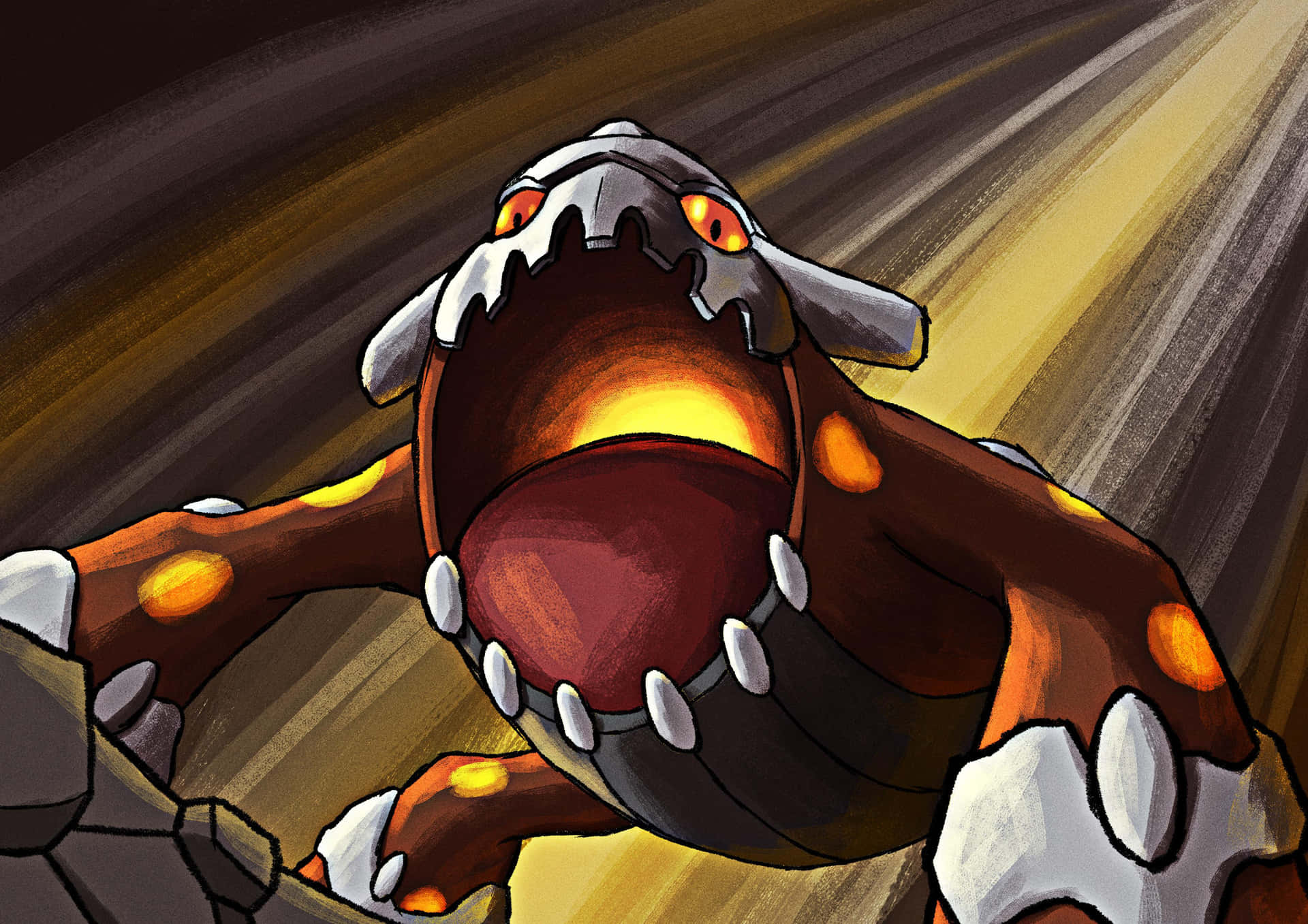 Screaming Heatran Pokemon 2d Illustration Wallpaper