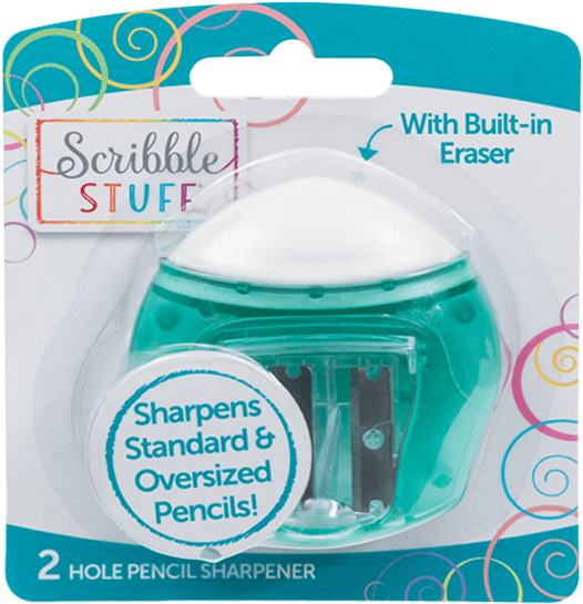 Scribble Stuff Pencil Sharpenerwith Eraser Packaging PNG