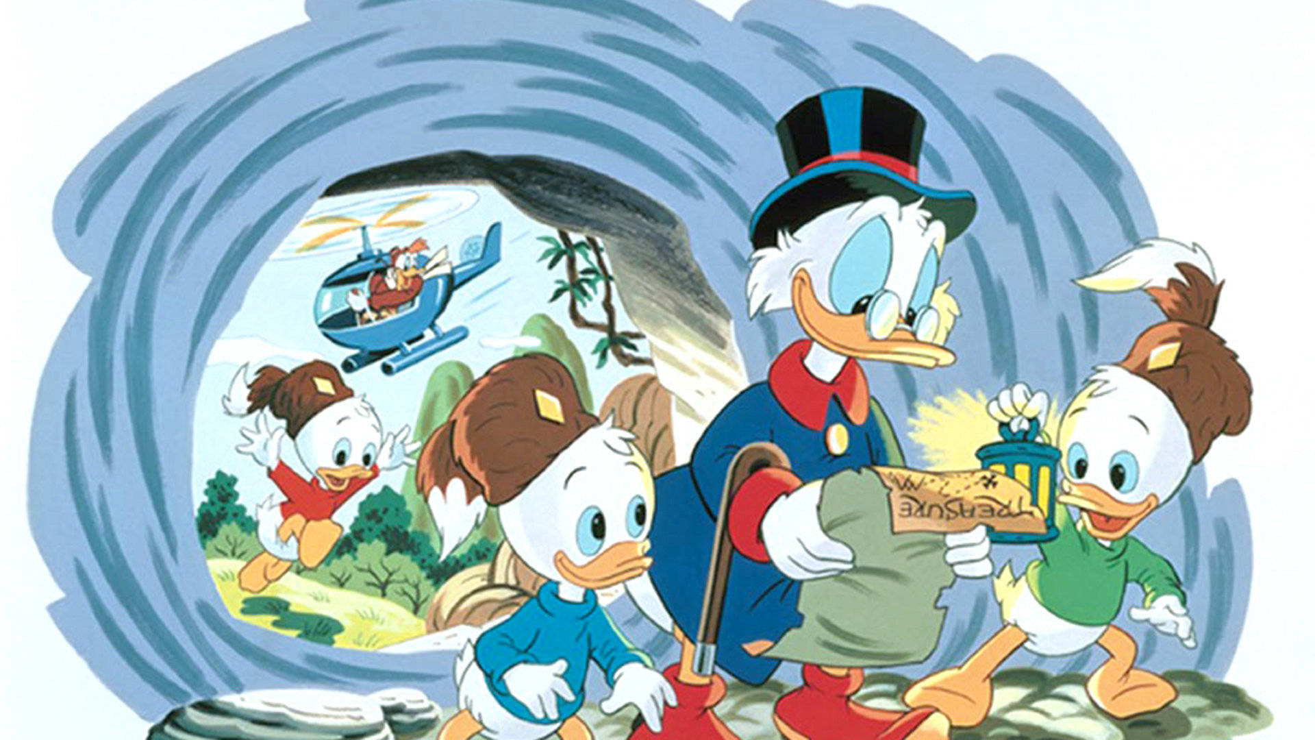 Scrooge Mcduck and Kids in Mining Area Wallpaper