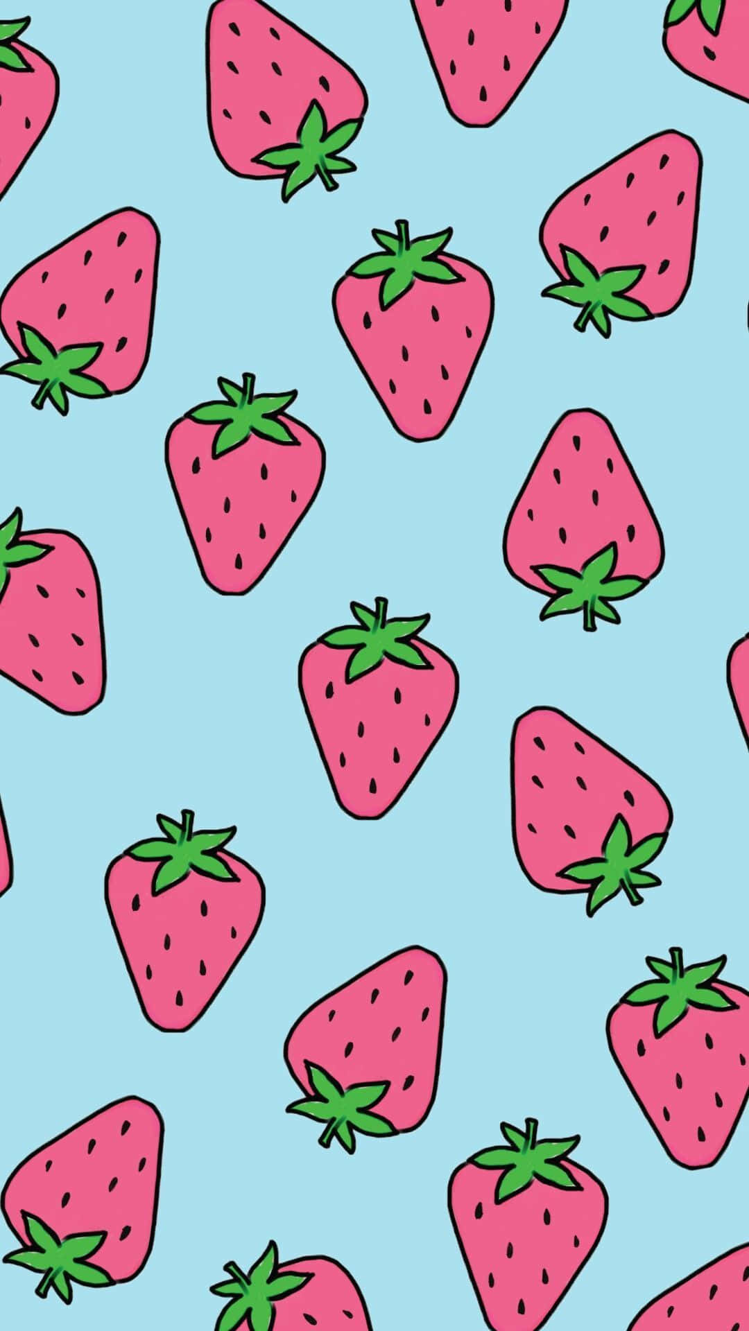 Scrumptious Fields Of Red - Cute Strawberry Themed Wallpaper