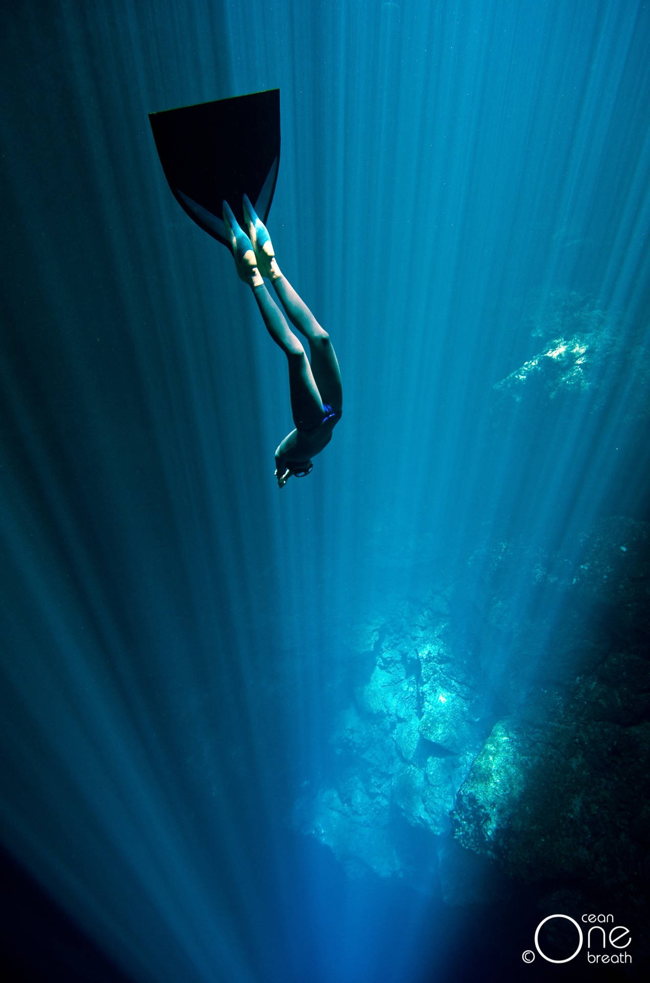 Scuba Diving Deep into Ocean Wallpaper