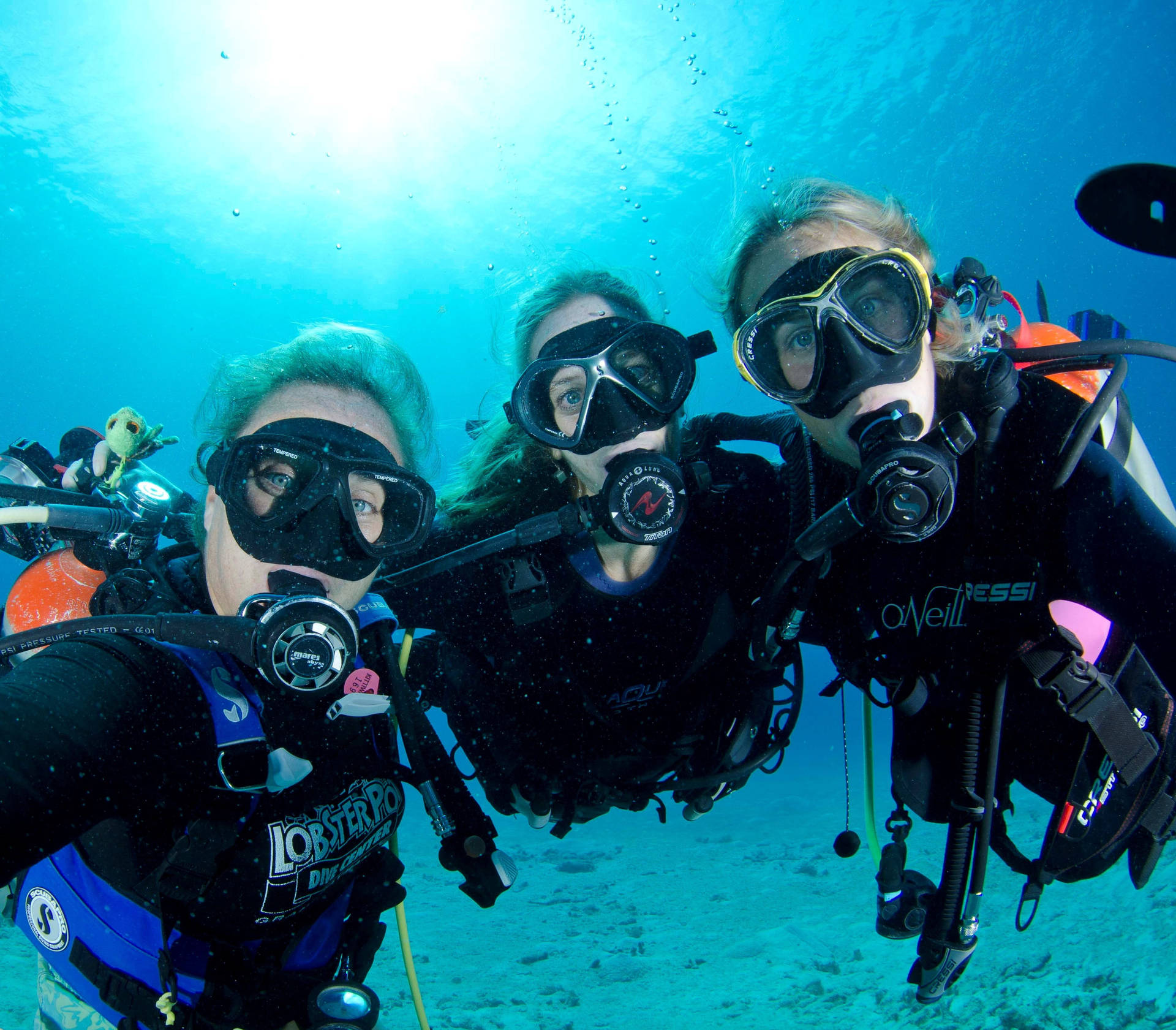 Scuba Diving Subacquei Femminili Selfie Sfondo