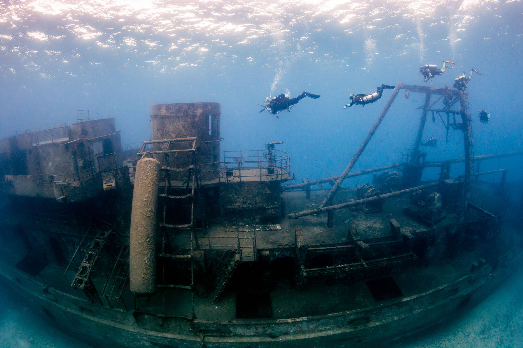 Scuba Diving Sunken Ship Wallpaper