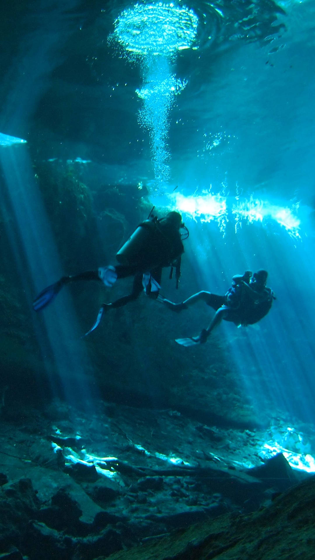Subterranean Diving Adventure Wallpaper