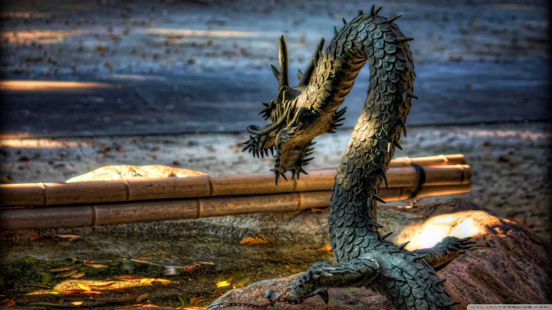 Sculpture Of Japanese Dragon Pc Background