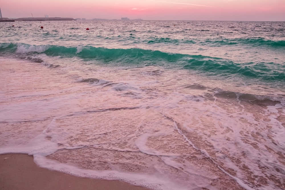 Pink Sea Waves Aesthetic Picture