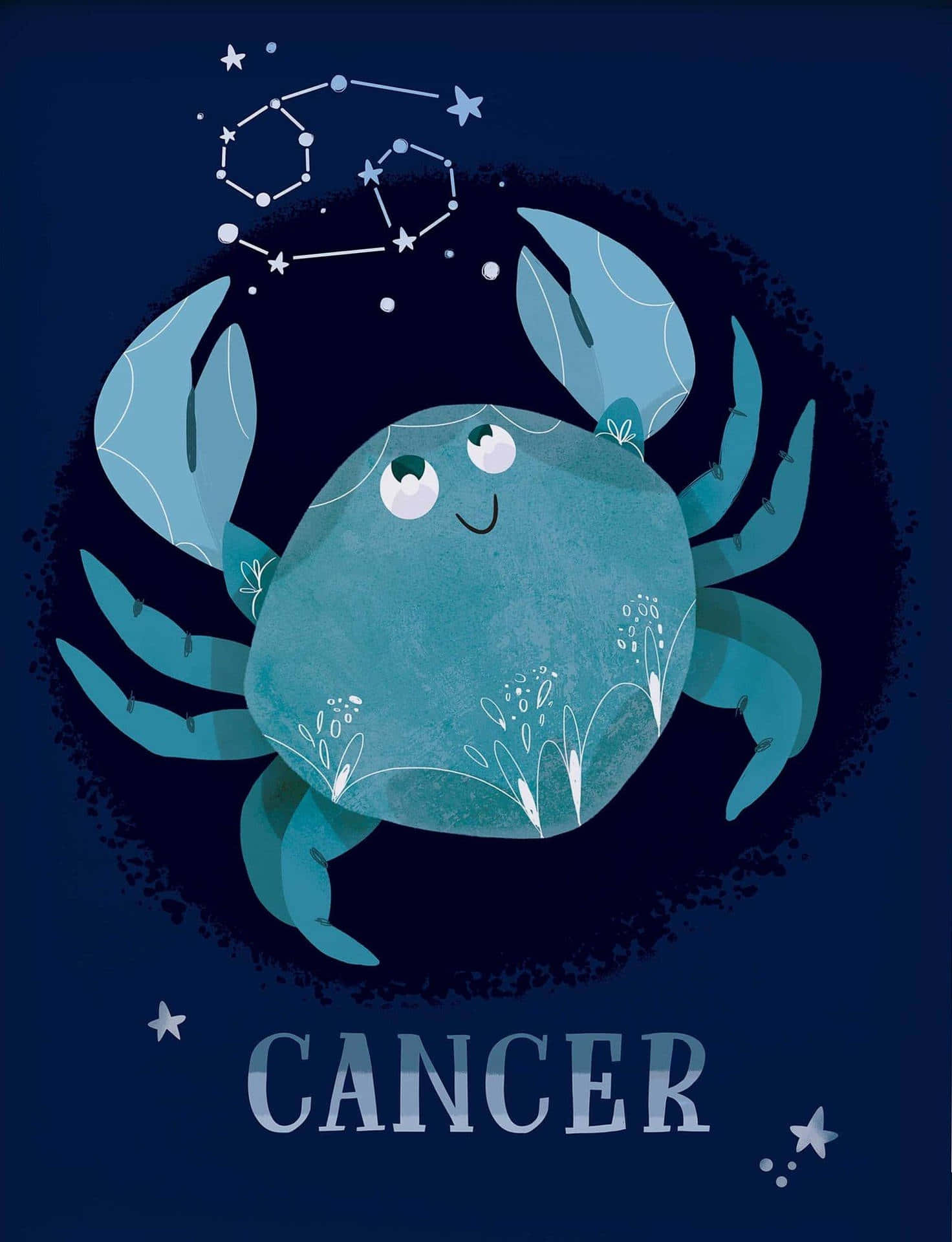 "Adorably Charming Illustration of the Cancer Zodiac Sign as a Cute Sea Crab" Wallpaper