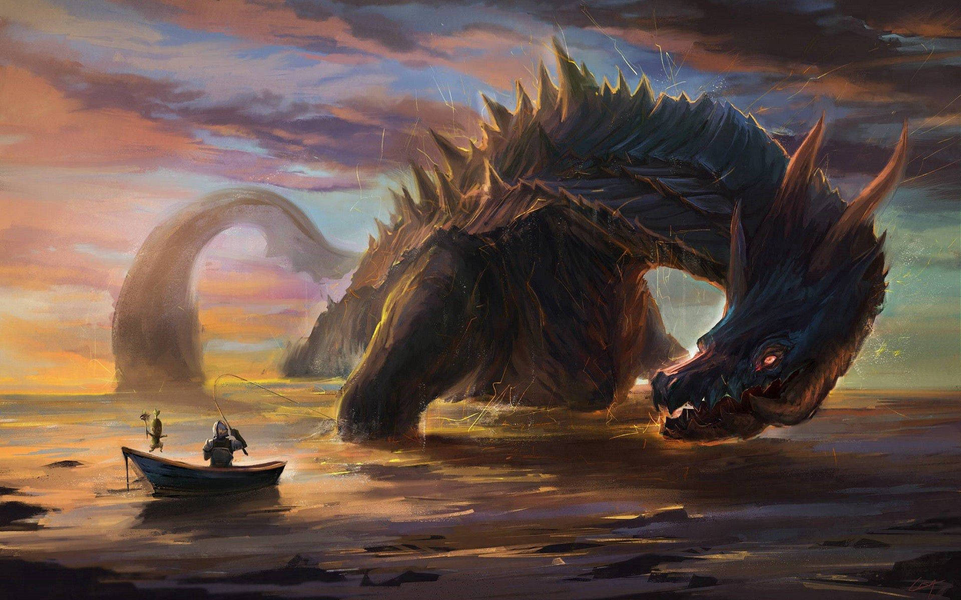 Fantasy Sea Dragon Painting Wallpaper