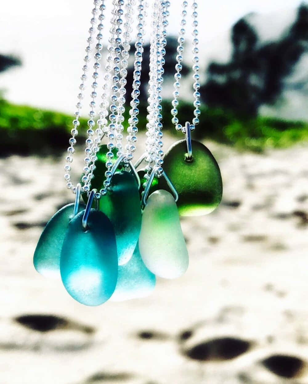 Sea Glass Chained Necklace Picture