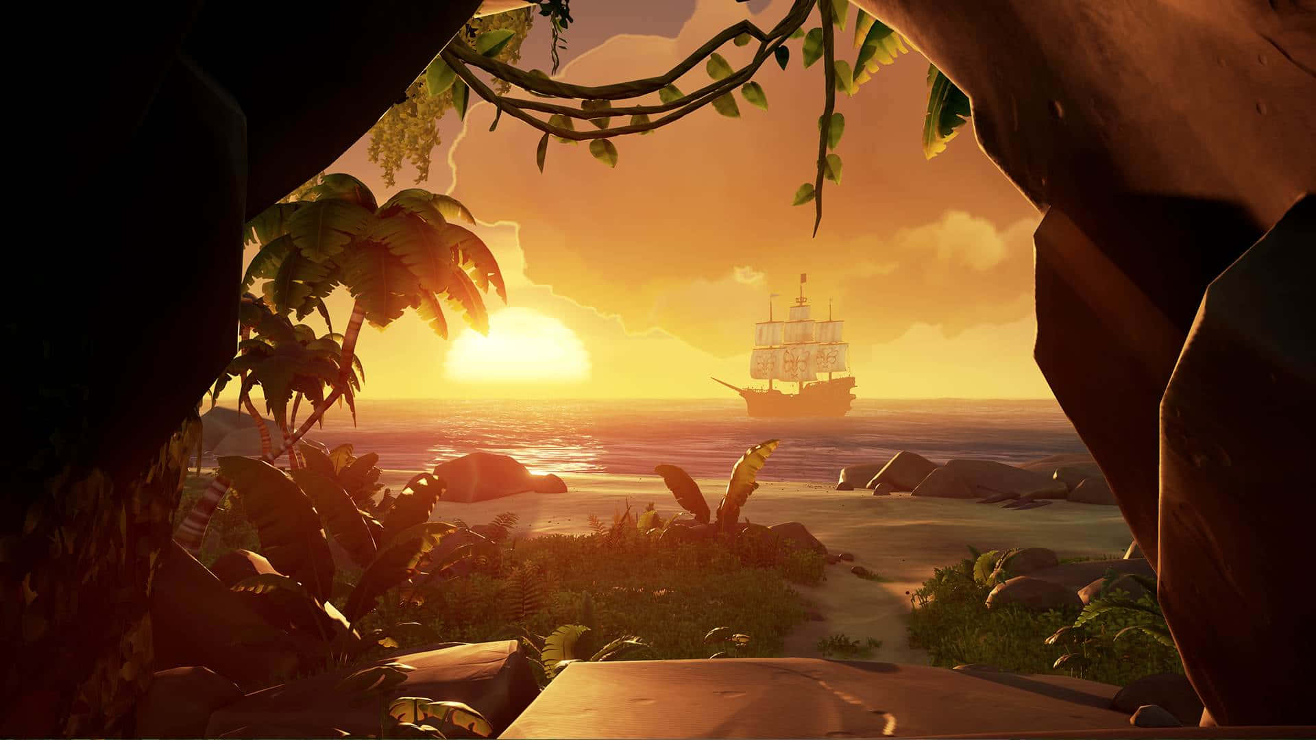 Pirates navigating the open seas in Sea Of Thieves game