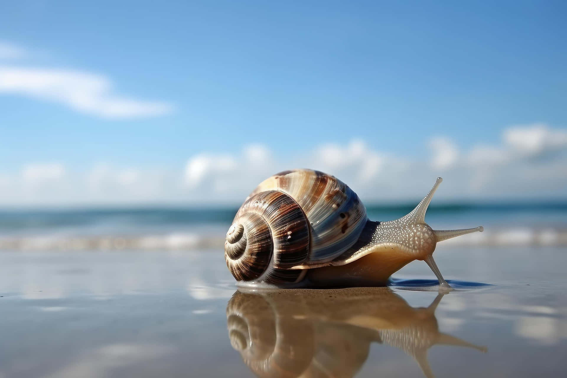 Sea Snailon Sandy Beach Wallpaper