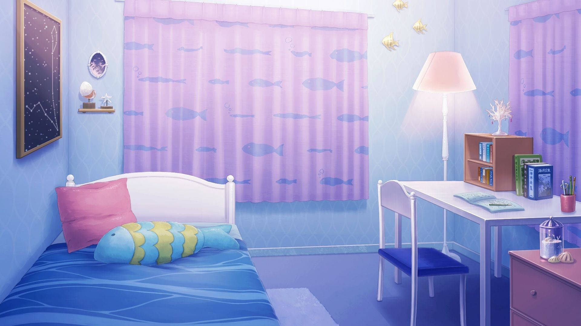 Sea Theme Anime Room Wallpaper