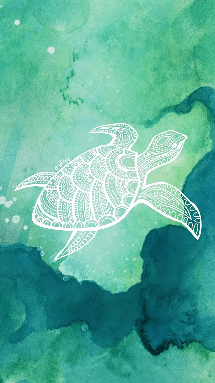 Sea Turtle Green Art iPhone Wallpaper