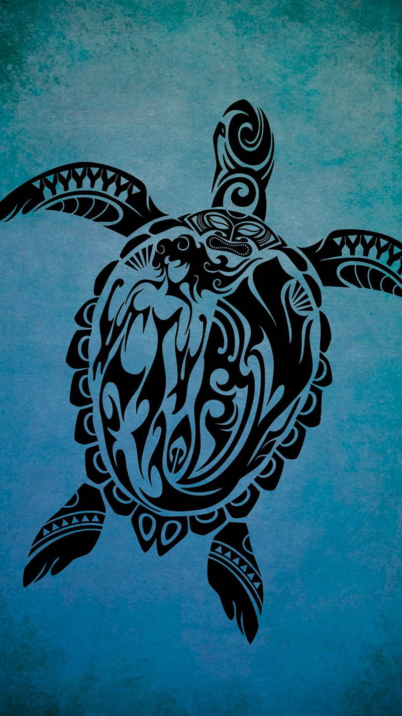 Wallpaperhavs-sköldpadda Intrikat Design Iphone-bakgrundsbild: Wallpaper