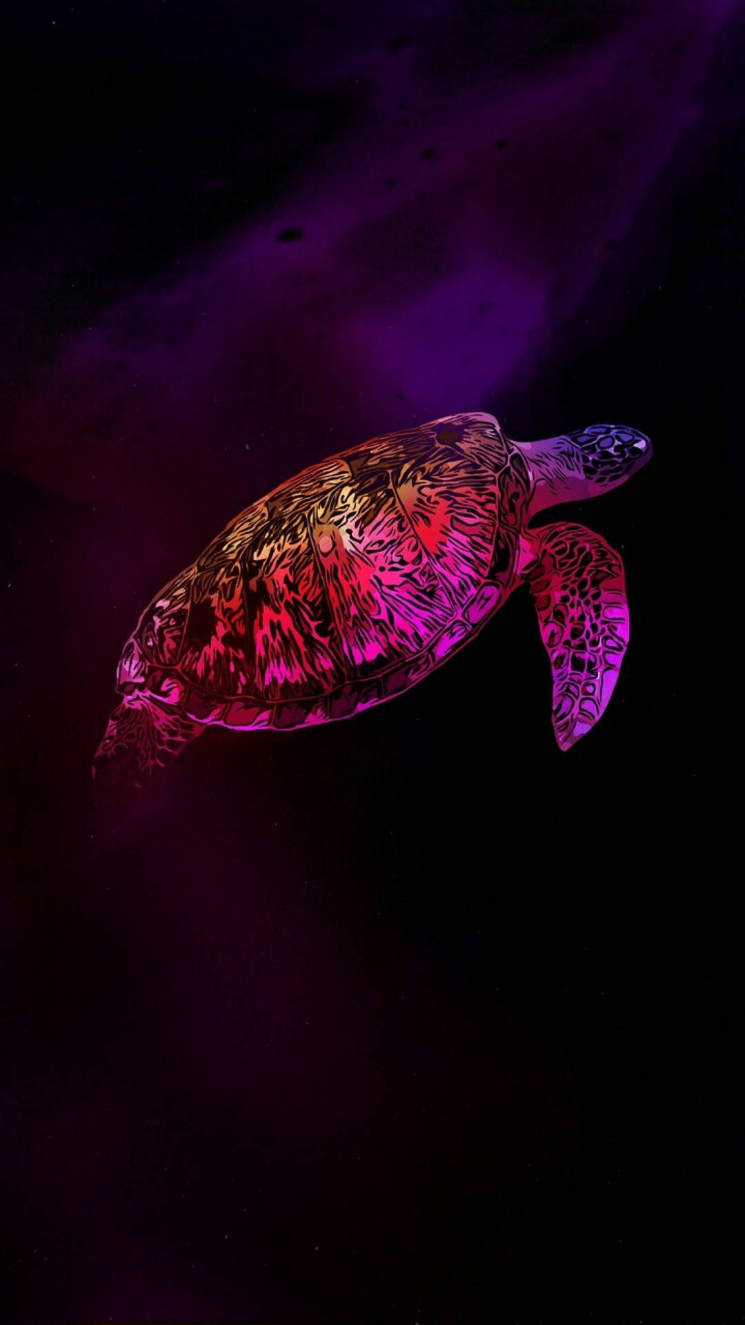 Sea Turtle Purple Art iPhone Wallpaper