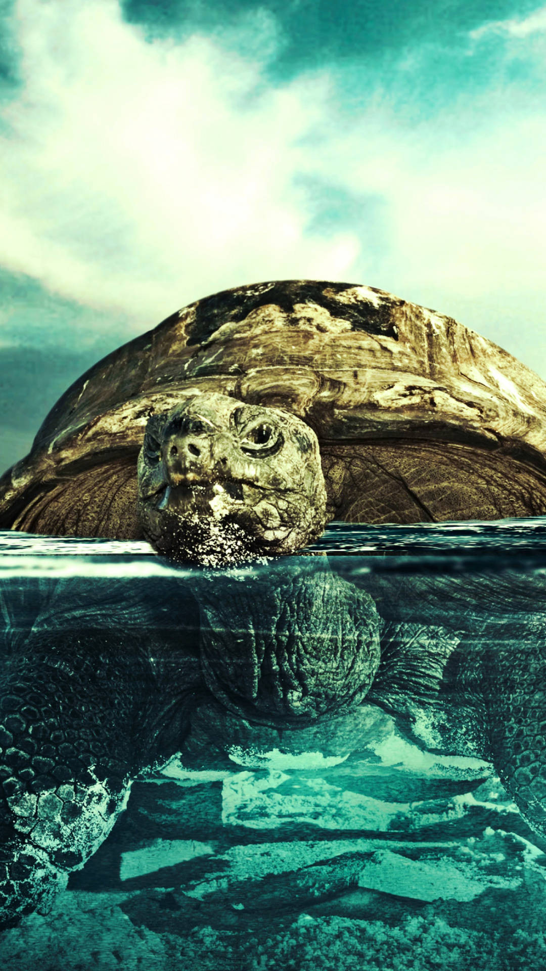 Wallpaperhavssköldpadda Digital Konst Iphone-bakgrundsbild. Wallpaper