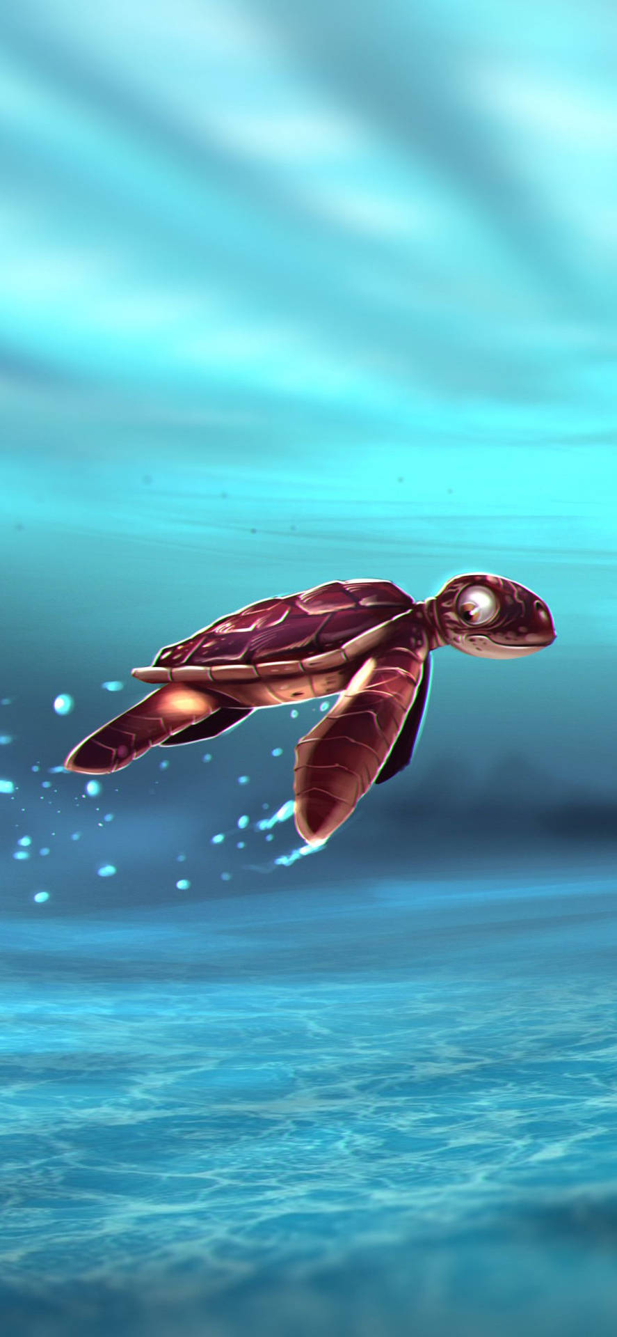 Erhaltensie Einen Genaueren Blick Auf Eine Meeresschildkröte Unter Wasser. Wallpaper