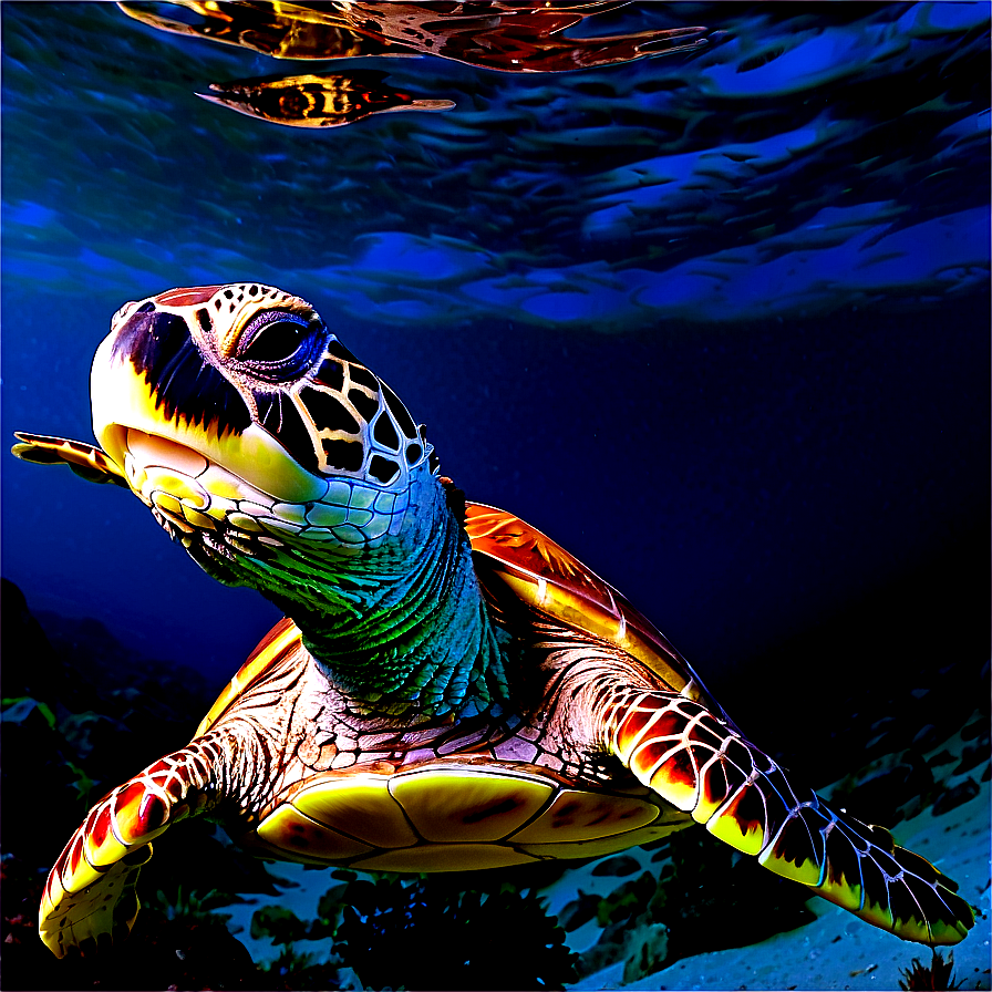 Sea Turtle Night Swim Png Ukl PNG