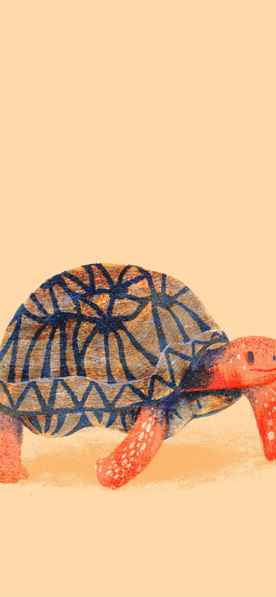 Sea Turtle Orange Art iPhone Wallpaper