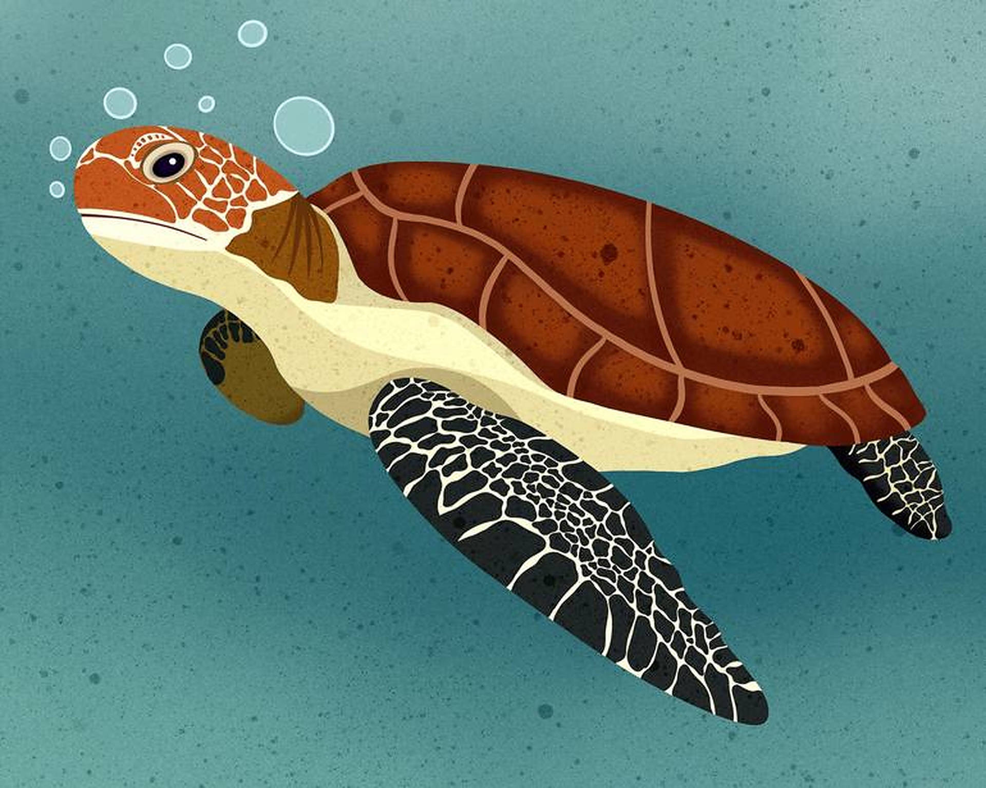 Havssköldpaddamålning. Wallpaper