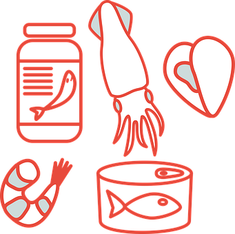 Seafood Icons Set PNG