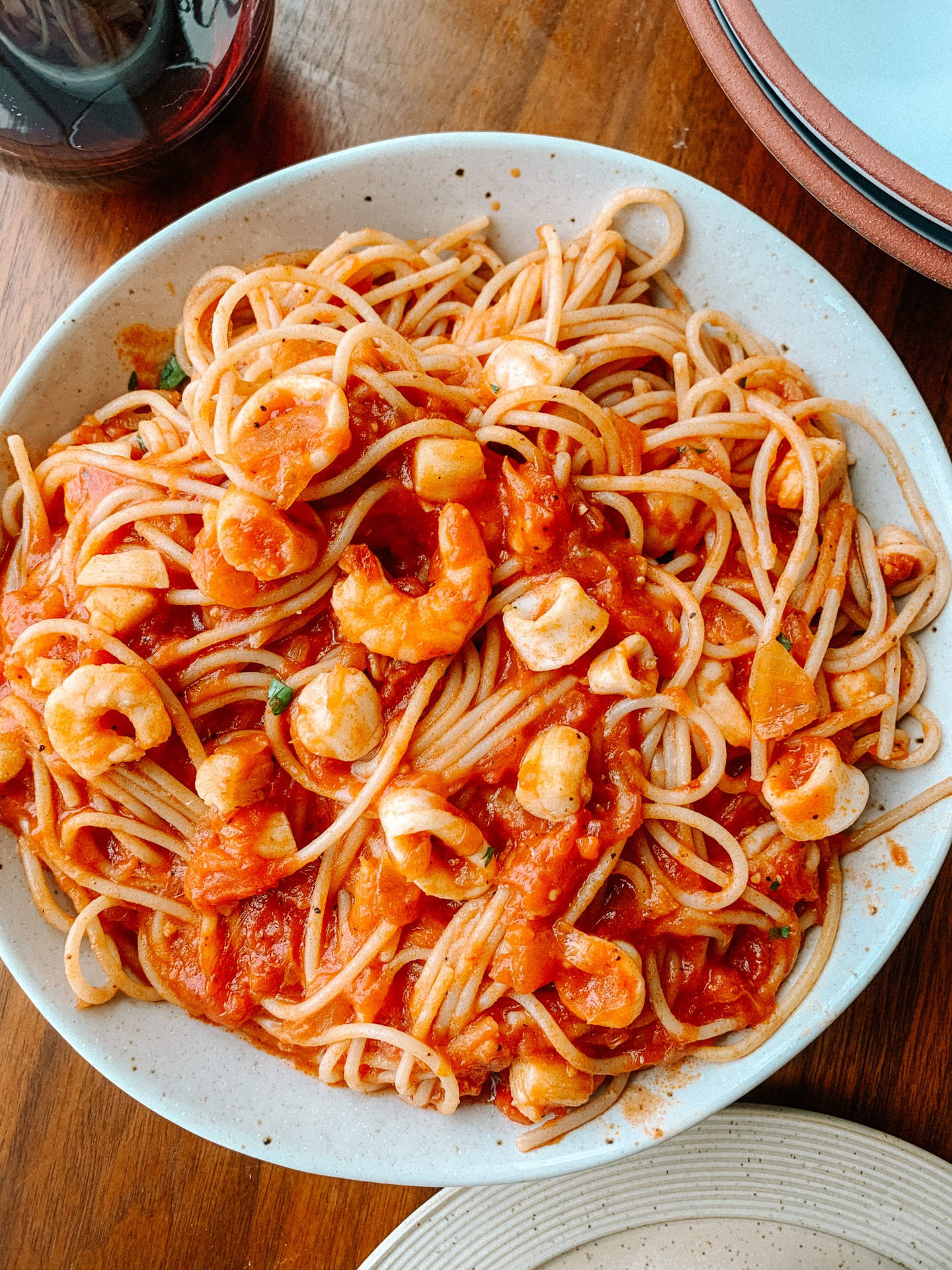 Seafood Shrimp Spaghetti Wallpaper