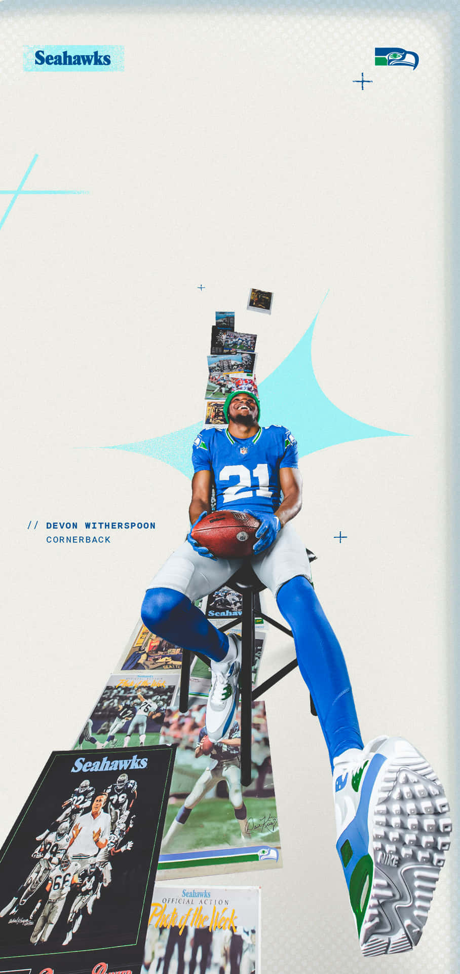 Seahawks Cornerback Creatief Portret Achtergrond