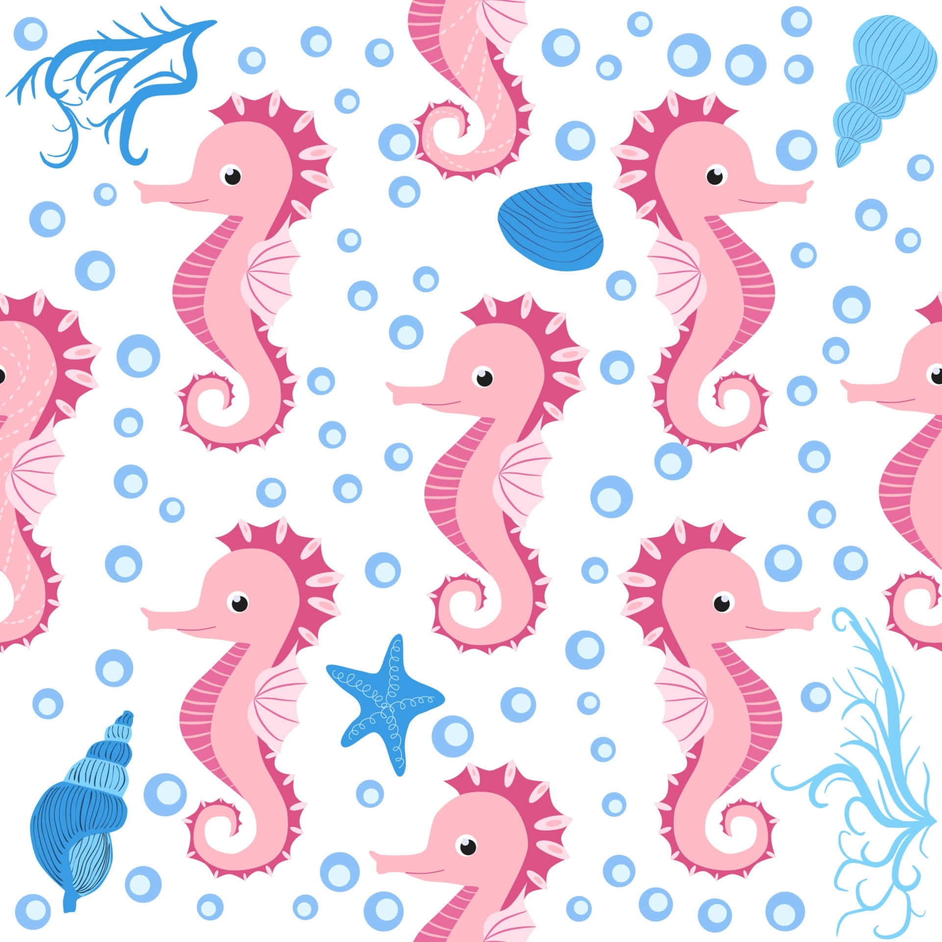 A pink seahorse swims in the clear waters of the ocean.