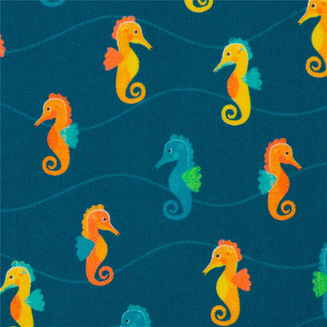 Colorful Seahorse Floating In A Blue Sea