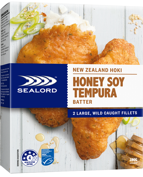 Sealord Honey Soy Tempura Battered Fish Packaging PNG