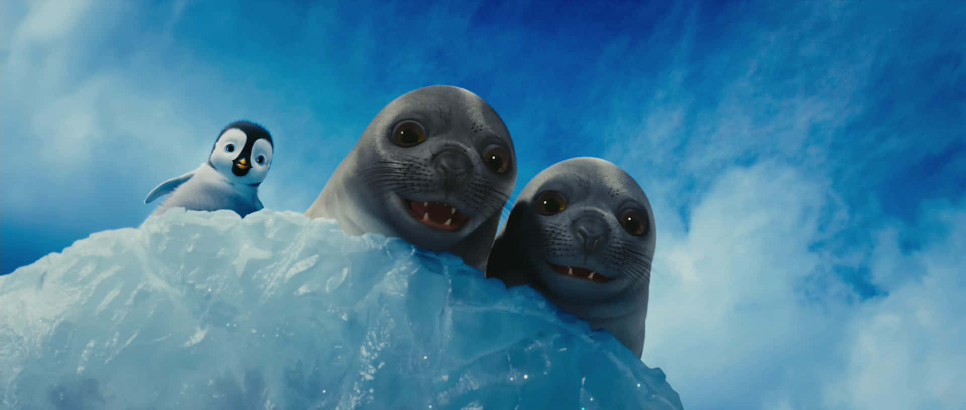 Seals Looking Down From Happy Feet Two Wallpaper