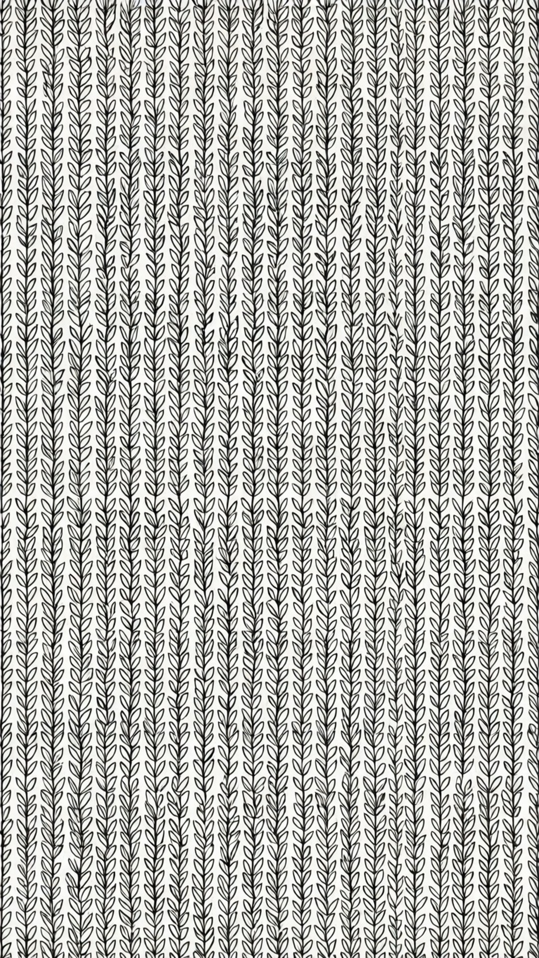 Seamless Leaf Pattern Wallpaper — Vertical rows of delicate black leaf motifs repeat across a clean white background in a minimalist pattern.