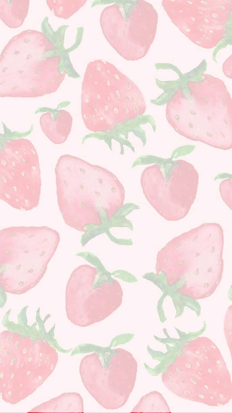 Download Seamless Pink Pastel Cute Strawberry Wallpaper 